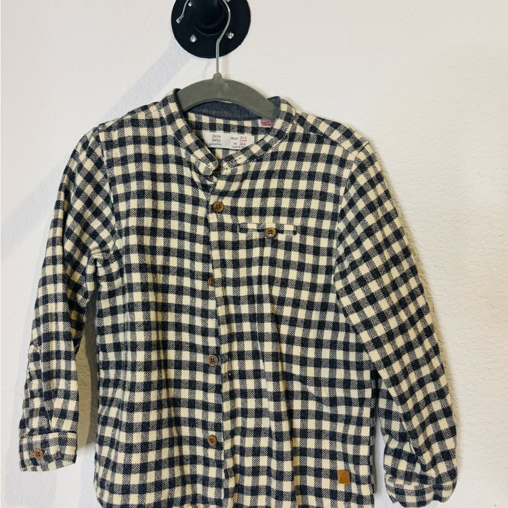 Zara kids plaid button up top